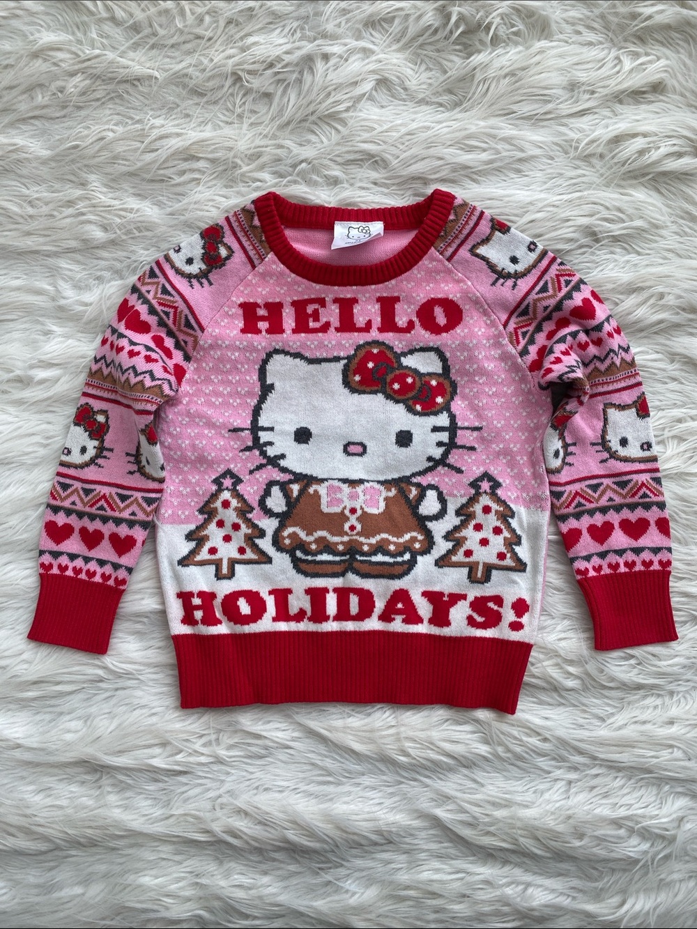 Hello Kitty | Pink & Red Holiday Knit Sweater